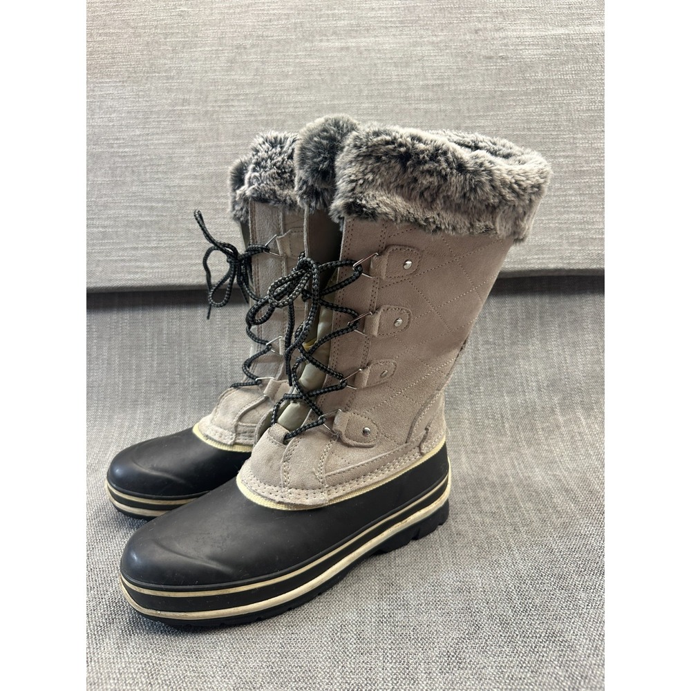 Khombu Emily 1323895 Womens 8 M‎ Brown Suede Faux Fur Mid Calf Winter Snow Boot